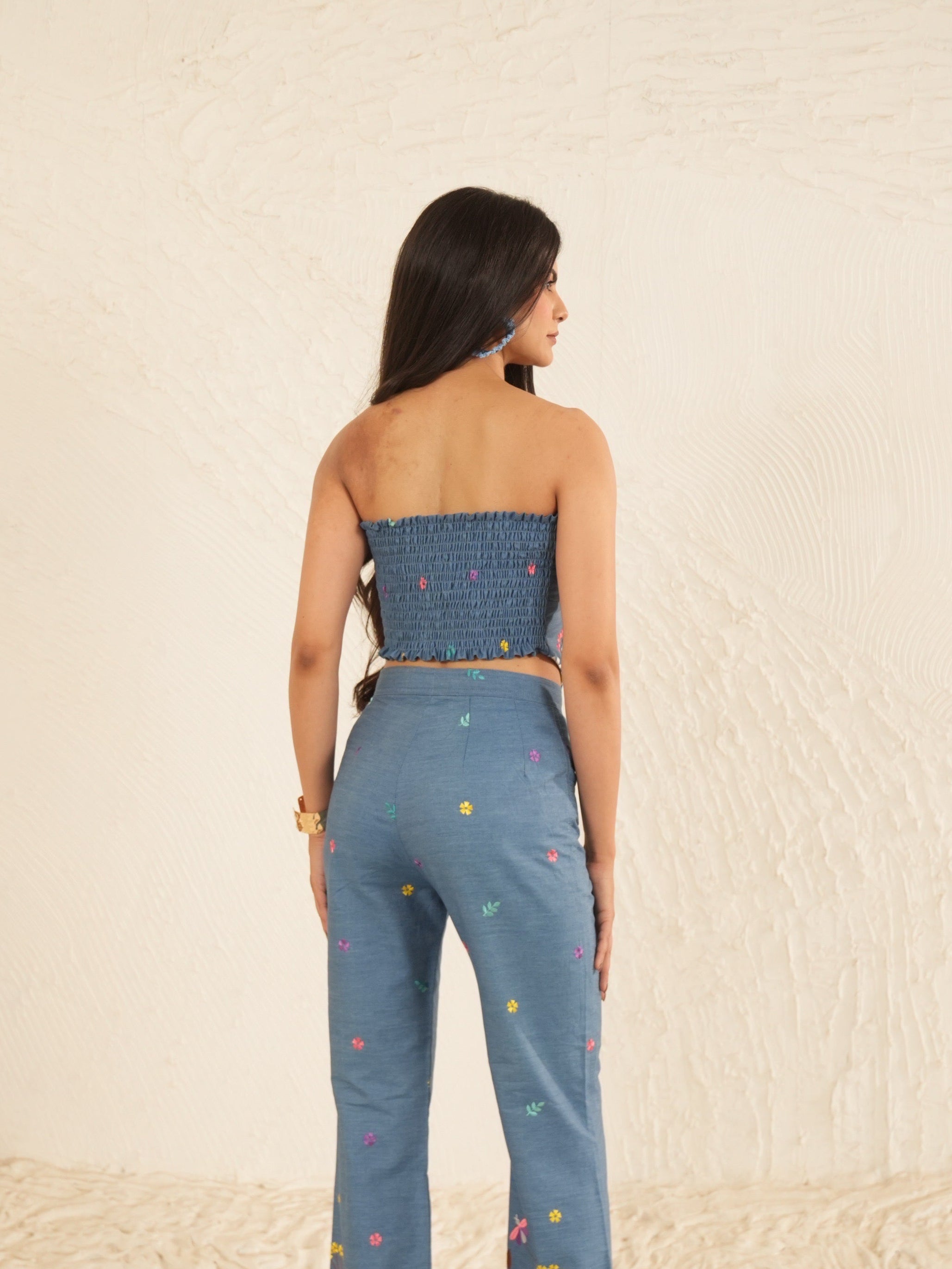 Wildflower Denim Embroidered Corset Top