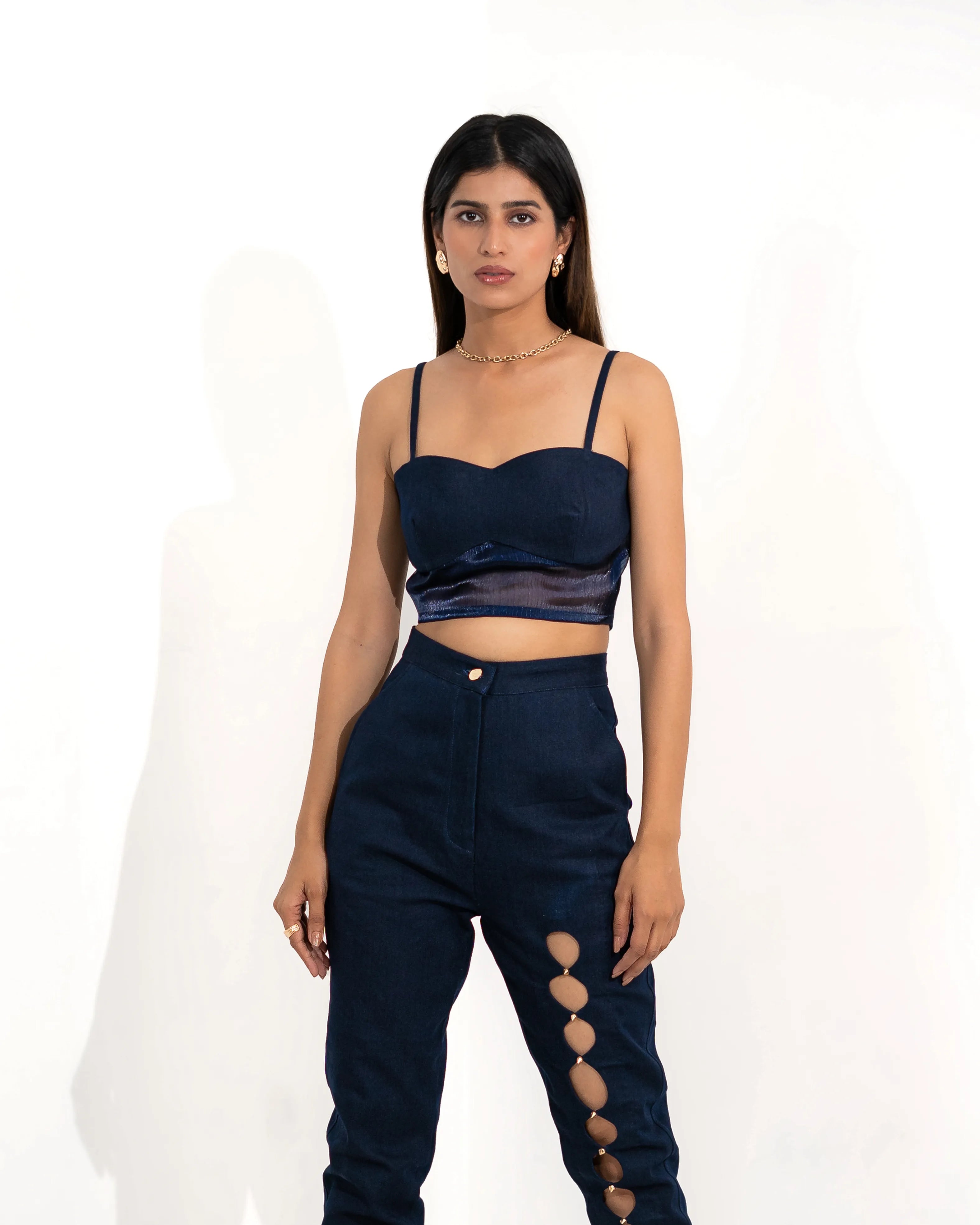 Stella Denim Sheer  Bralette Top