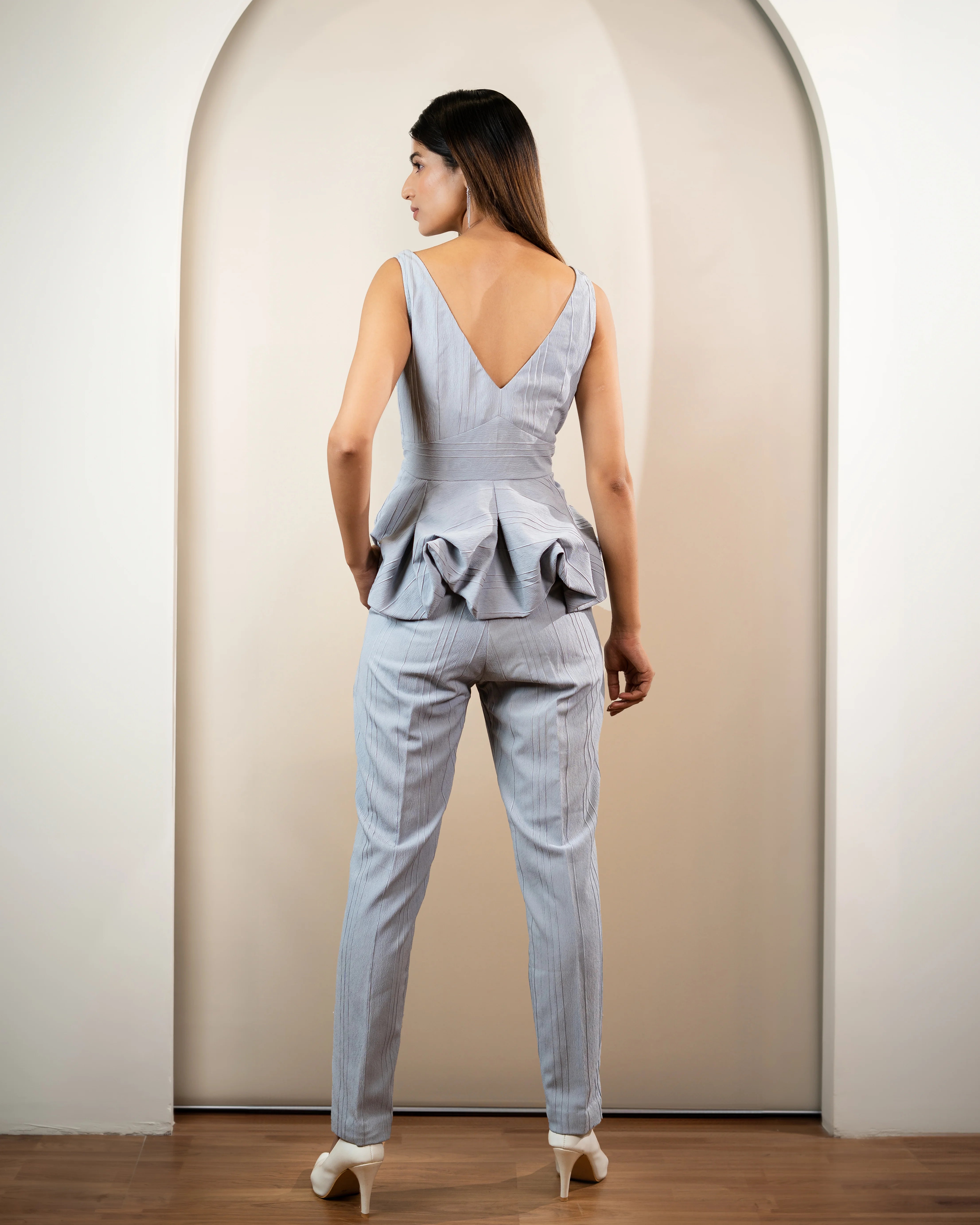 Aria Allover Logo Embellished Peplum Top Co-ord Set